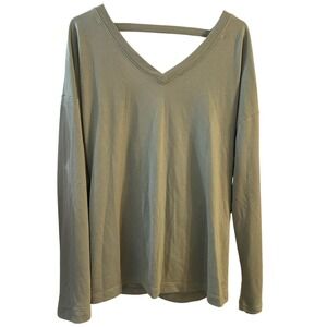 Academy Ltd Olive Green Long Sleeve Wrap Front V Neck Backout Athleisure XL